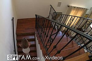 Spyfam step dad feels seduced into passionate shower fuck