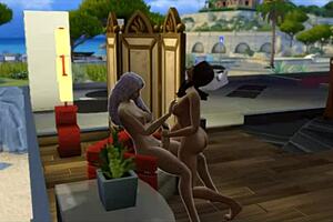 seraphina and the neighbor get naughty in sims 4 bathroom and beach scenes 😏