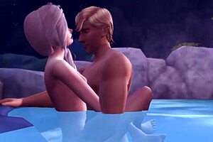 Elsa and Kristoff get caught in public muff diving and pussy licking in the wild