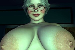 Plump cougar rides dildo on the bed