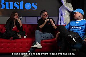 Sara blonde intensely fucks a fan's huge cock while her cuckold husband watches