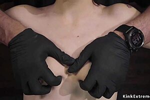 Fresh pale brunette explores bondage with rough fucking and ties