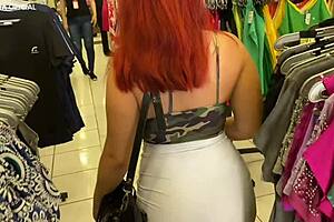 I TOOK my EMPLOYEE to the STORE, WATCH her BLOWJOB in DRESSING ROOM!