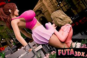 futa3dx big-titted futa with huge cock drills blonde on terrace