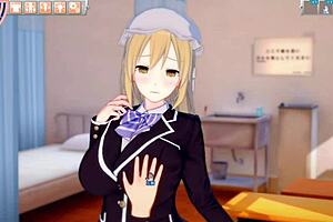 yo, rubbing maeriberry hahn's huge tits in touhou hentai game!