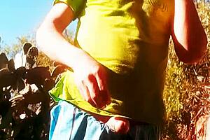 Young man engages in solo self-pleasure activity