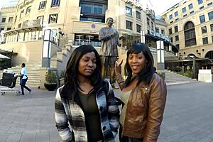 Lesbian pickup in public ends in African toilet 😏