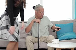 Old man thinks he's a stud in this gay roleplay.
