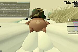 Big tits and deepthroat in a Roblox porn game