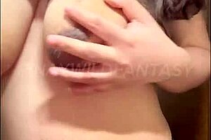 hot filipina asian milf teasing step bro on the video call and showing her natural big boobs