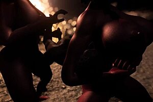 andrea the amazon stands tall in anime style.