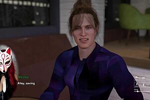 Playful fox in cosplay lifts her skirt for upskirt debauchery in the brothel