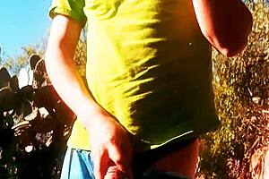 Young man engages in solo self-pleasure activity