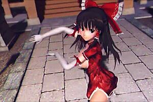 reim touhou pinkcat 3d cartoon encounter