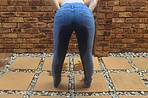 Tattooed slut indulges in messy pissing indoors and outdoors, naked or clothed