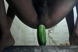 Horny Gay Pussy Gets Fucked Hard by a Cucumber!