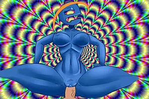 psychedelic slut riding cowgirl in anime hentai cartoon