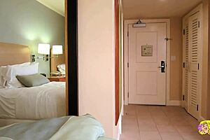 In the hotel room, two sexy gay girls passionately kiss and lick tight pussies. They explore big clits and puffy nipples.