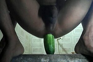 Horny Gay Pussy Gets Fucked Hard by a Cucumber!