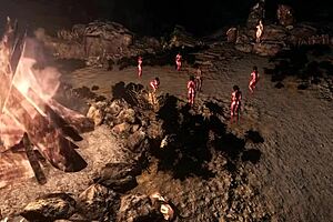 andrea the amazon stands tall in anime style.