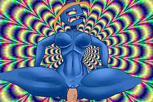 psychedelic slut riding cowgirl in anime hentai cartoon