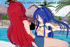 Chris yukine and cagliostro and tsubasa kazanari and kanade in symphogear hentai.