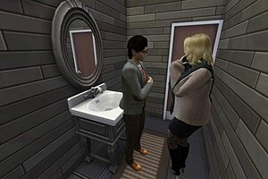 Guy Fucks Girl In Bathroom After Coffee With Friend