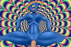 psychedelic slut riding cowgirl in anime hentai cartoon