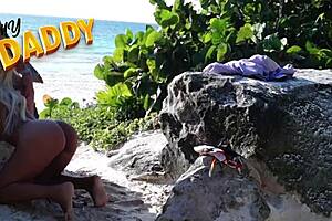 I fucked my friend's girlfriend with her big tits and ass on the beach.