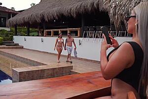 Cheating husband fucks petite blonde outdoors