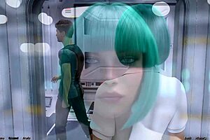 In space, the black virgin eagerly awaits her first cumshot