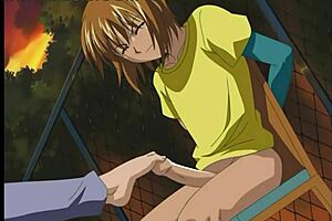 in this hentai, the pervert gets a teasing footjob from the chikan story