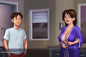 Beautiful Stepmom Debbie Receives Blowjob and Creampie in Kitchen