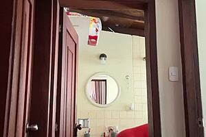 so, my cute milf neighbor's just chilling in the bathroom