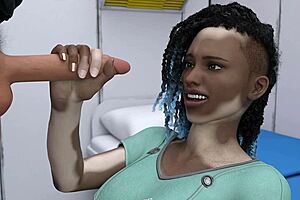 In space, the black virgin eagerly awaits her first cumshot