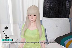 Beautiful anime girlfriend undressing in 3D cartoon