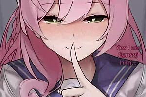 Experience Hanako's edging challenge in this Hentai game