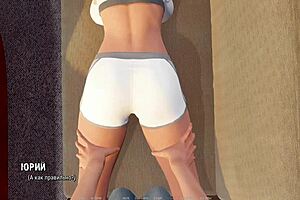 Beautiful anime girlfriend undressing in 3D cartoon