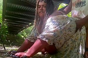 fucking under the public park bridge with big tits and ass on display