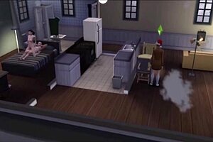 Beautiful red-haired sim in a solo scene in the game The Sims 4