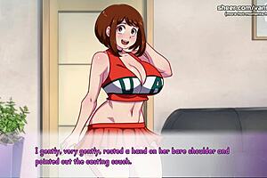 Ochako Uraraka's tight pussy and ass get fucked hard in this anime hentai game