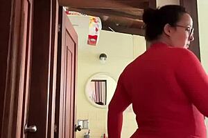 so, my cute milf neighbor's just chilling in the bathroom