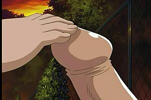 in this hentai, the pervert gets a teasing footjob from the chikan story