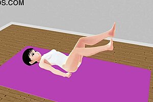 anime girl stretches in yoga exercise