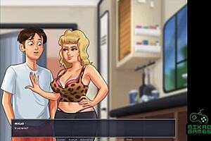 Special sex scene with big boobs and cowgirl position in Summertime Saga