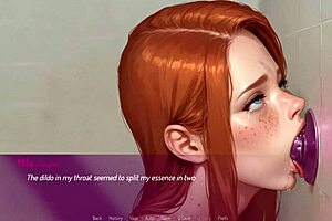3D animated blowjob and bukkake action with a hot redhead