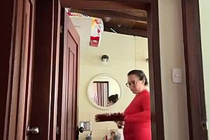 so, my cute milf neighbor's just chilling in the bathroom