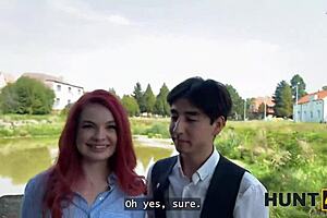 Redhead Whore Demonstrates Sex Skills Publicly Before Boyfriend