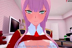 zero two and darling in franxx anime fantasy scene