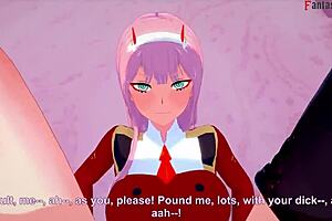 zero two and darling in franxx anime fantasy scene